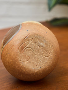 Hand-Thrown Studio Pottery Vase with Earthy Glaze and Speckled Rim