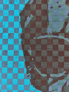 Blue Self Portrait Fabric Weaving #2 by Richard Proctor