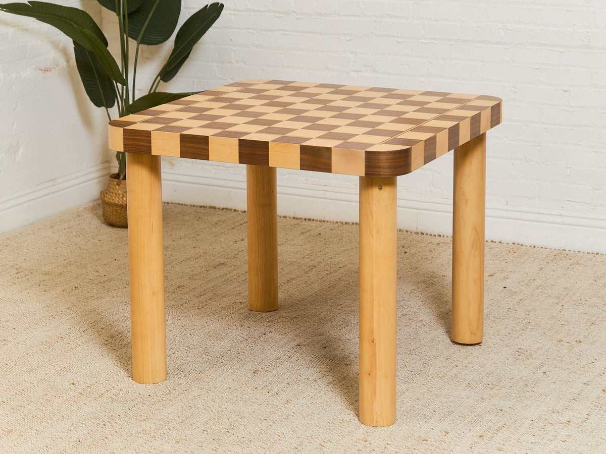 Checker, Blonde and Walnut Dining Table