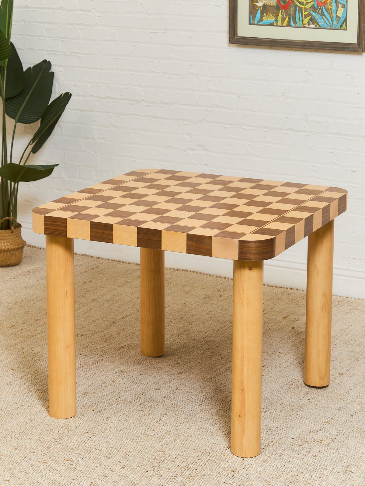 Checker, Blonde and Walnut Dining Table