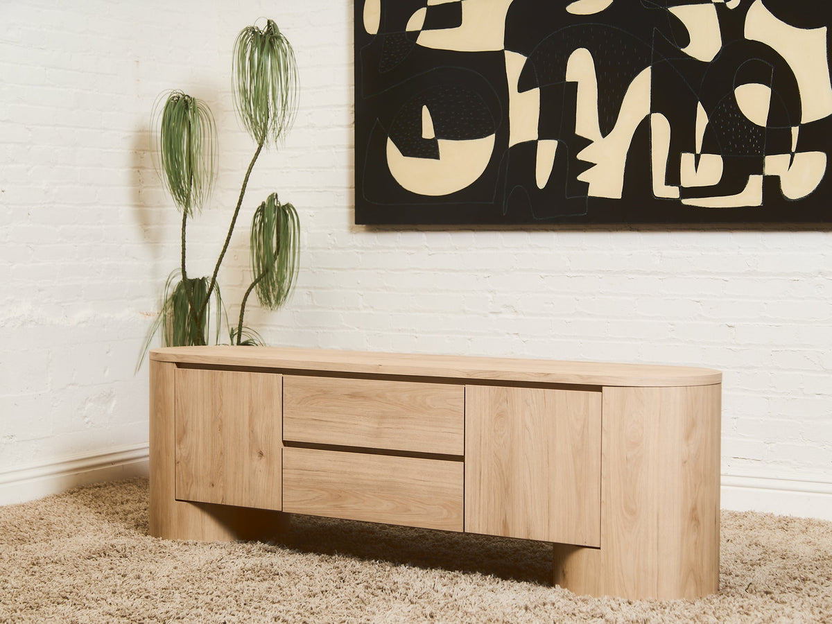 Milan Curved Blonde Credenza