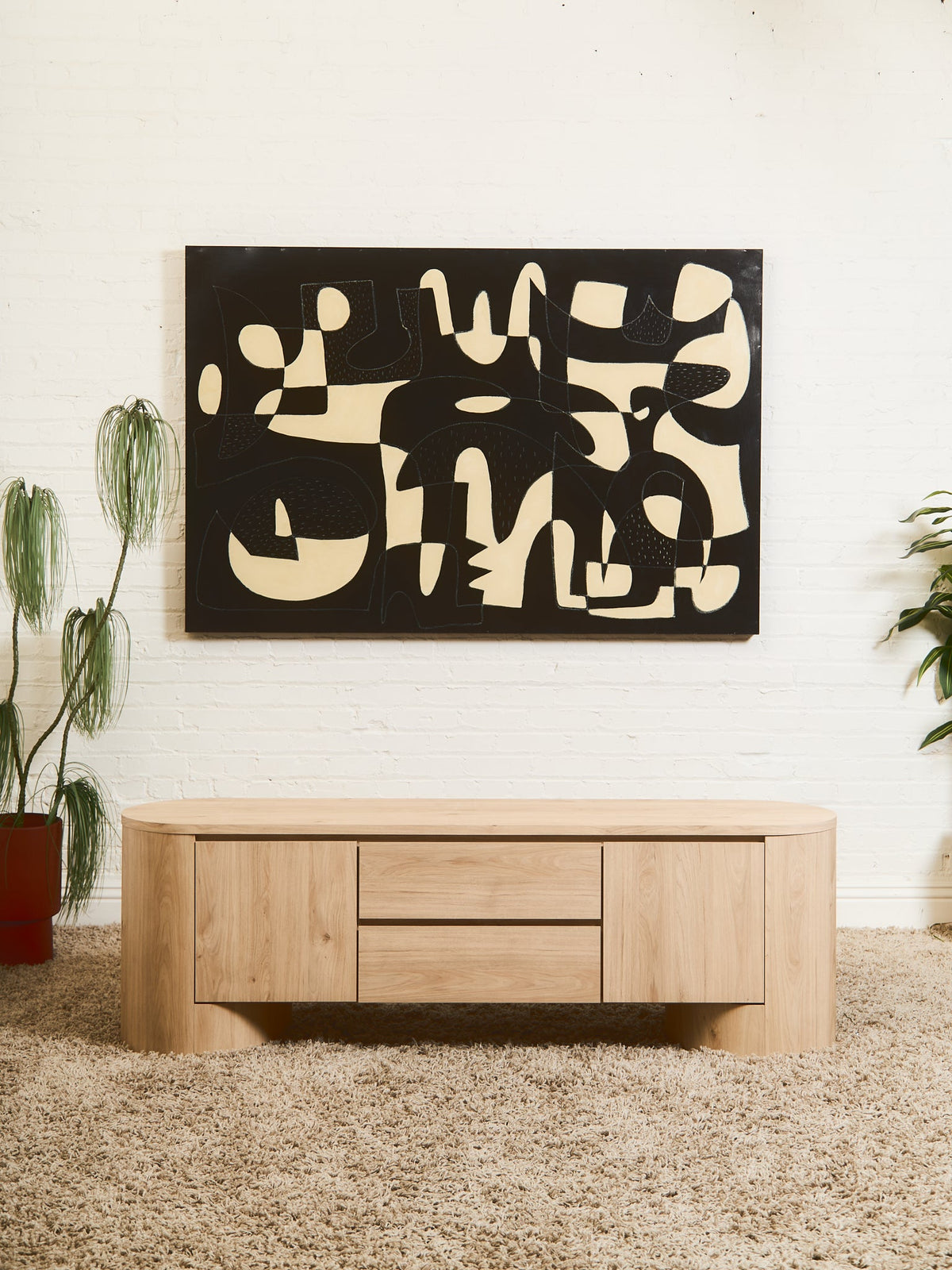 Milan Curved Blonde Credenza