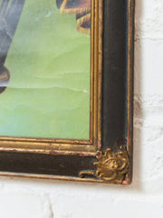 Antique Lithograph Girl on Phone