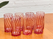 Hand blown Candy Cane Holiday Glasses