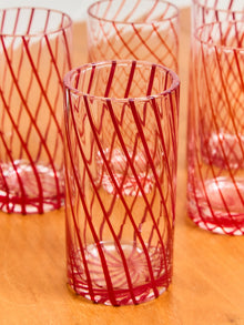 Hand blown Candy Cane Holiday Glasses