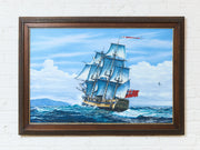 Vintage Tall Ship Sailing Oil Painting Nautical Maritime Seascape Framed Signed
