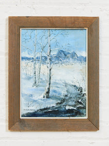 Beautiful Christmas Winter Landscape Oil Painting Snowy Landscape Signed Isabella
