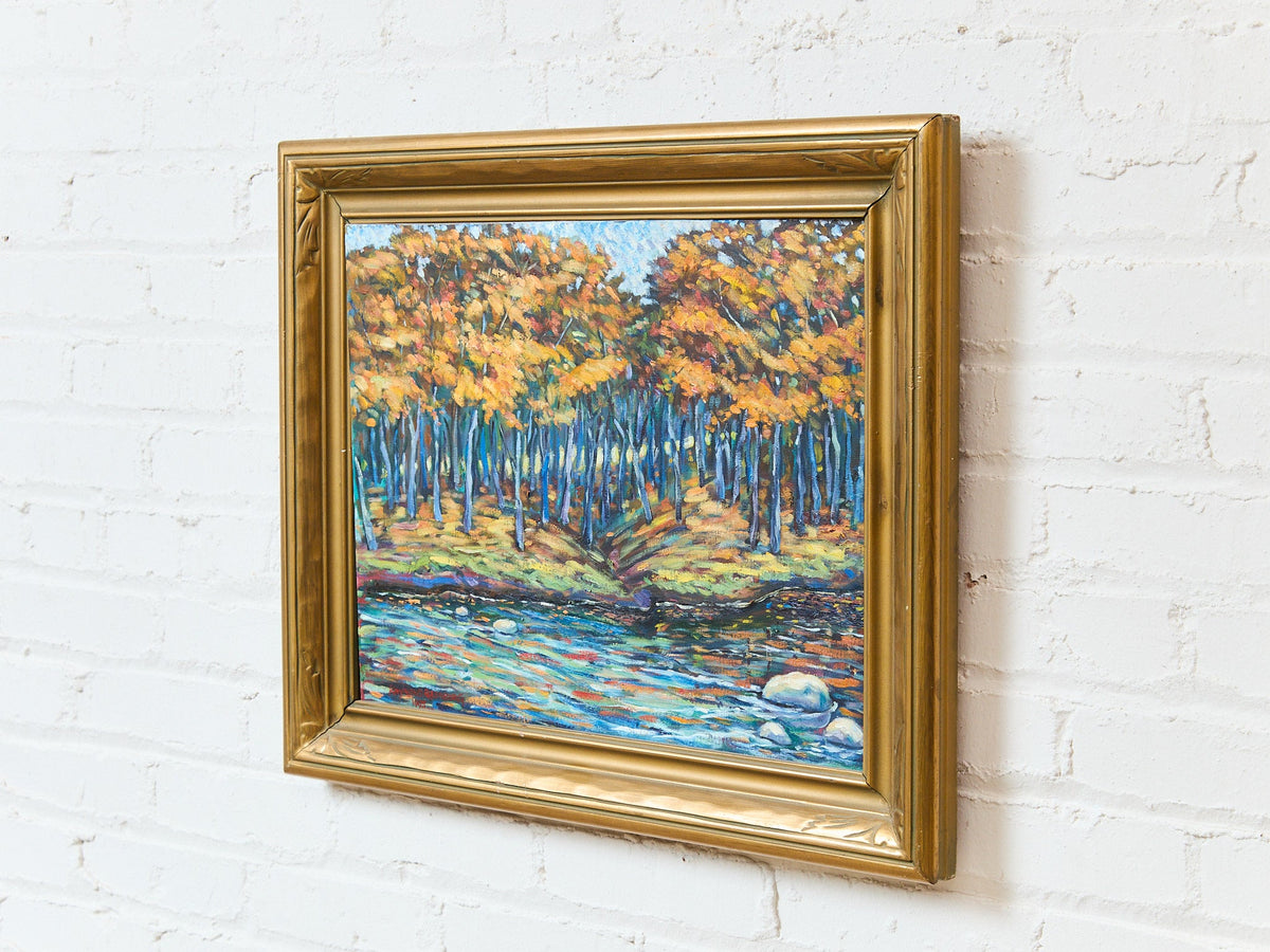 Autumn Reflections Vintage Landscape Painting