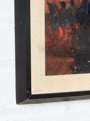 Black and Orange Mixed Media Expressionist Abstract by Shirley Bleviss