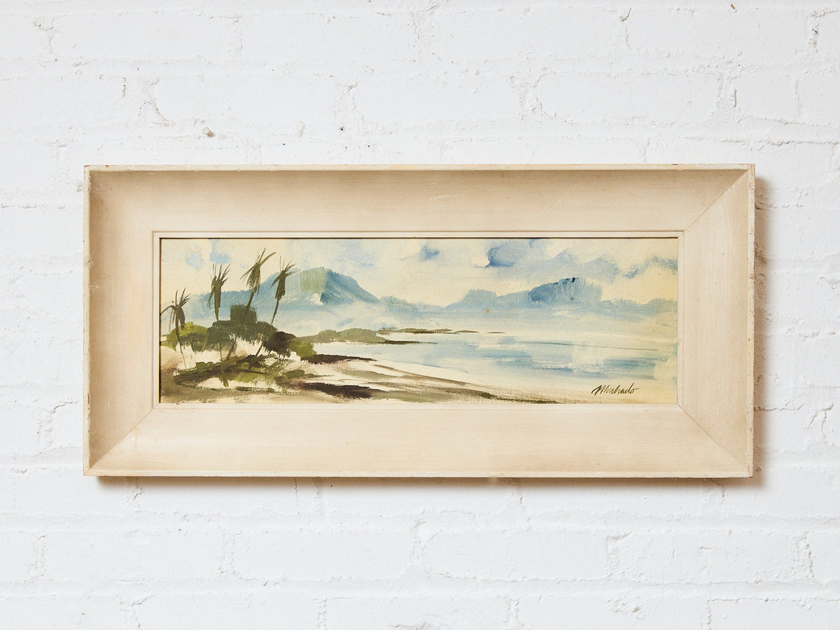 Waikiki Bay Landscape gouache Painting Signed #1