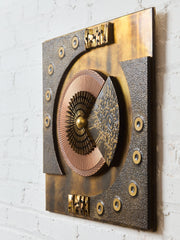 1970s Mixed Metal Brutalist Geometric Wall Sculpture