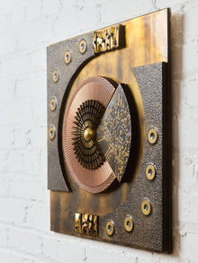 1970s Mixed Metal Brutalist Geometric Wall Sculpture