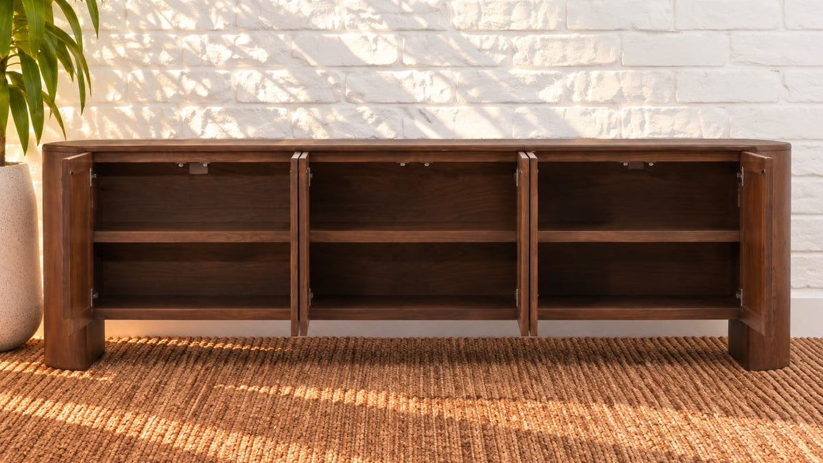 Carson Six-Door Credenza in Natural Brown Wood