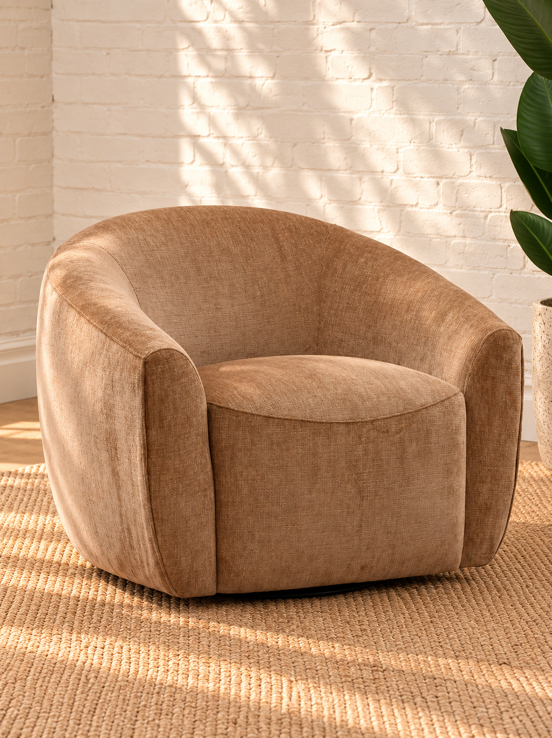 Carter Swivel Accent Chair in Camel