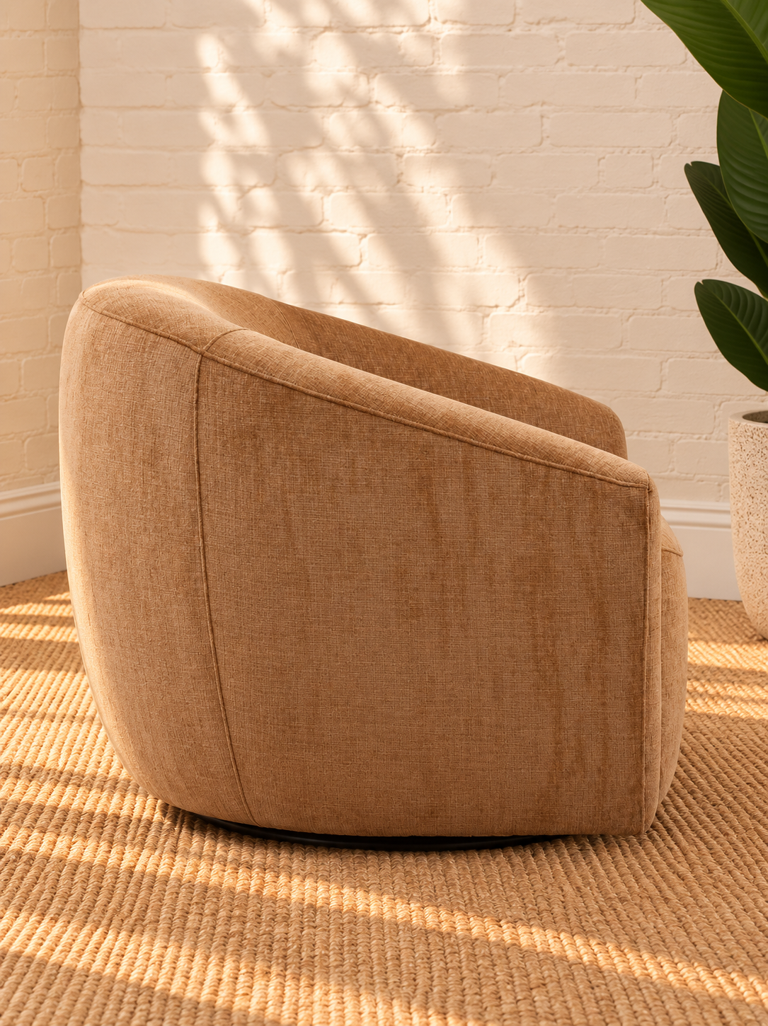 Carter Swivel Accent Chair in Camel