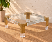 Cindy Square Glass Coffee Table in Gold