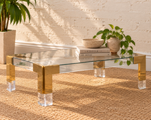 Cindy Rectangular Glass Coffee Table in Gold