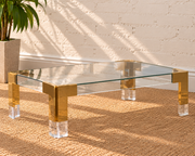 Cindy Rectangular Glass Coffee Table in Gold