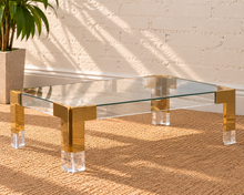 Cindy Rectangular Glass Coffee Table in Gold
