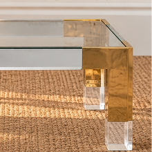 Cindy Rectangular Glass Coffee Table in Gold