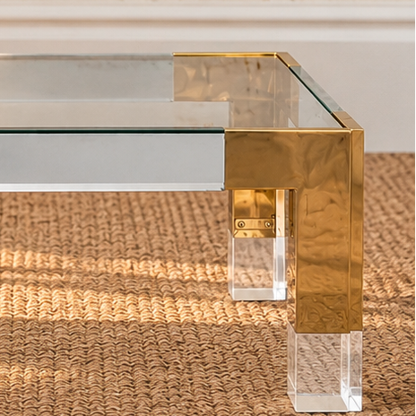 Cindy Rectangular Glass Coffee Table in Gold