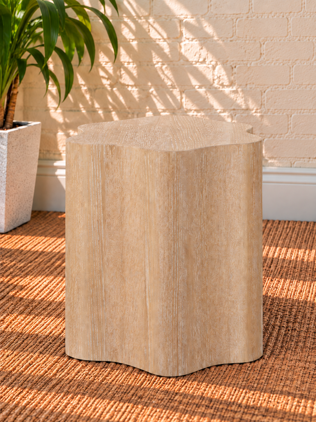 Clemens Sculptural Side Table in Blonde Oak