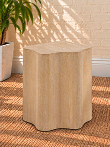Clemens Sculptural Side Table in Blonde Oak