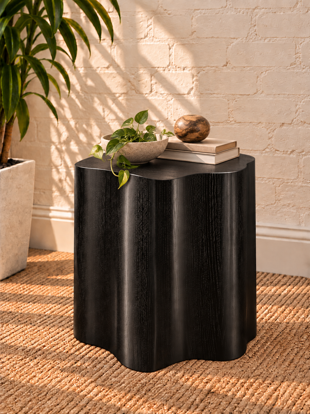 Clemens Sculptural Side Table in Charcoal