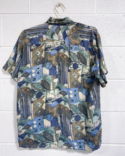 Vintage Graphic Silk Button Up - As Found (S)