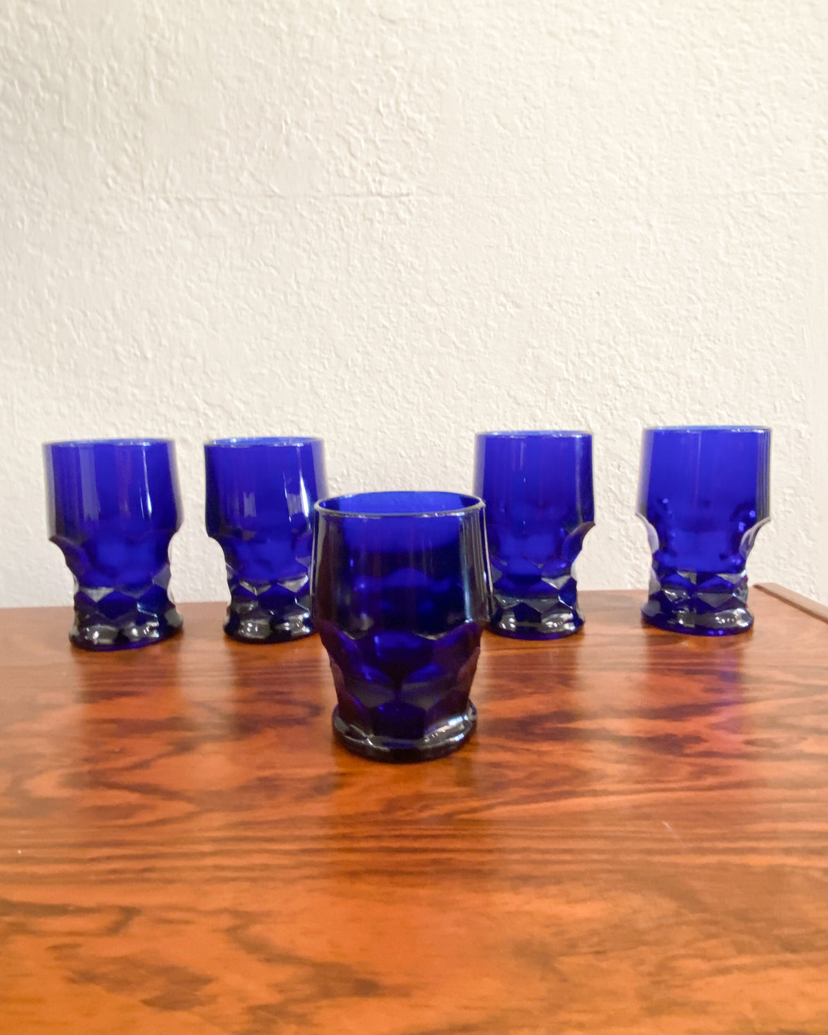 Vintage Viking Georgian Cobalt Blue Glasses - Set of 5