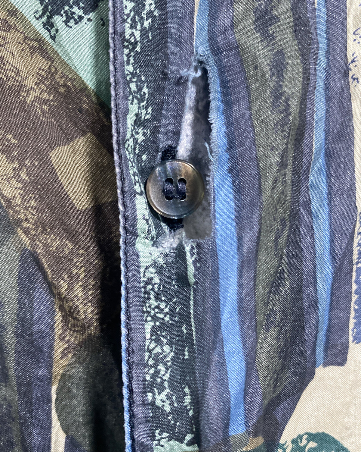 Vintage Graphic Silk Button Up - As Found (S)