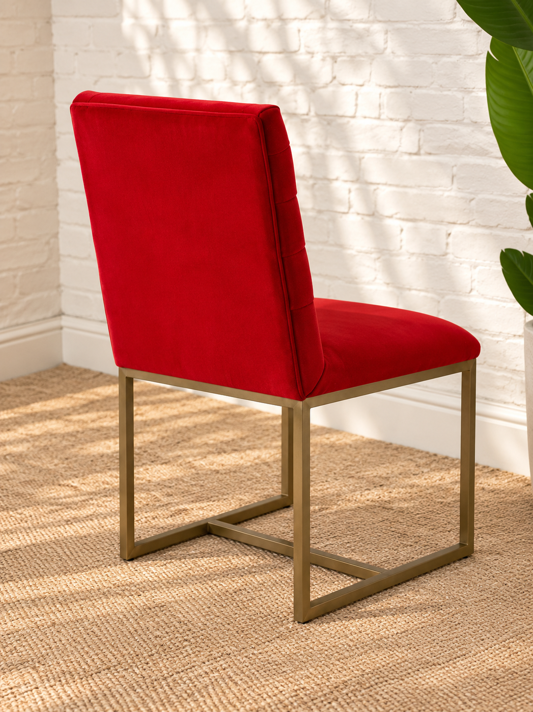 Dakota Velvet Dining Chair in Red Orange