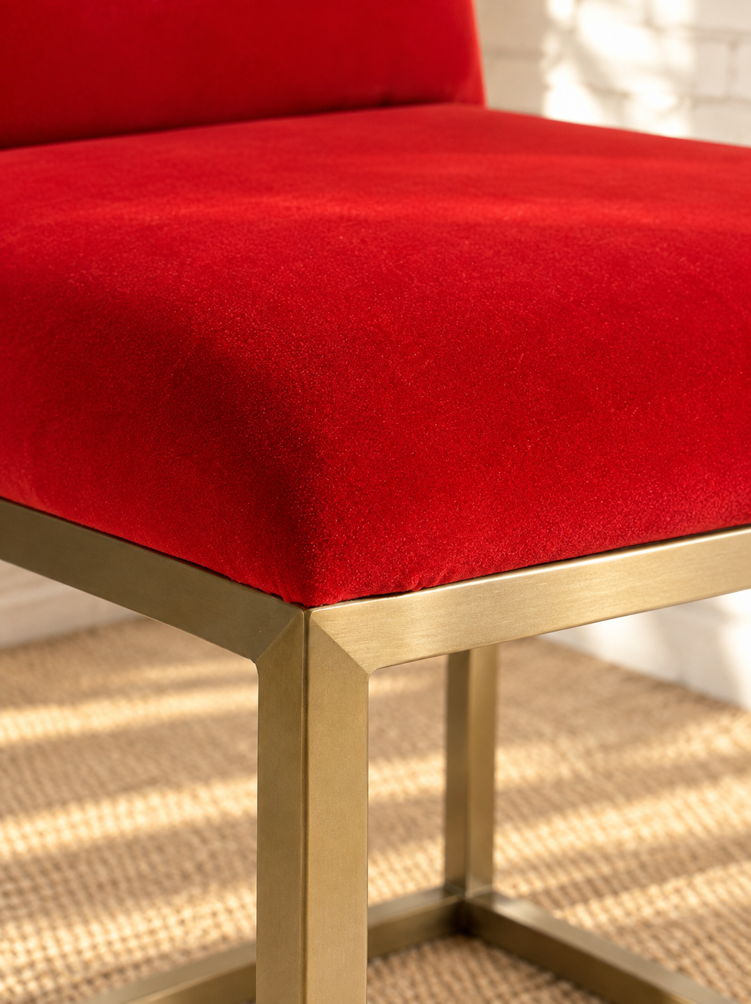 Dakota Velvet Dining Chair in Red Orange