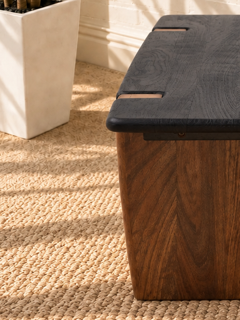 Damian Acacia Coffee Table in Natural Brown and Charcoal