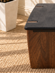 Damian Acacia Coffee Table in Natural Brown and Charcoal