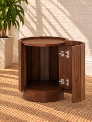 Darius Side Table with Storage in Natural Brown