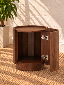 Darius Side Table with Storage in Natural Brown