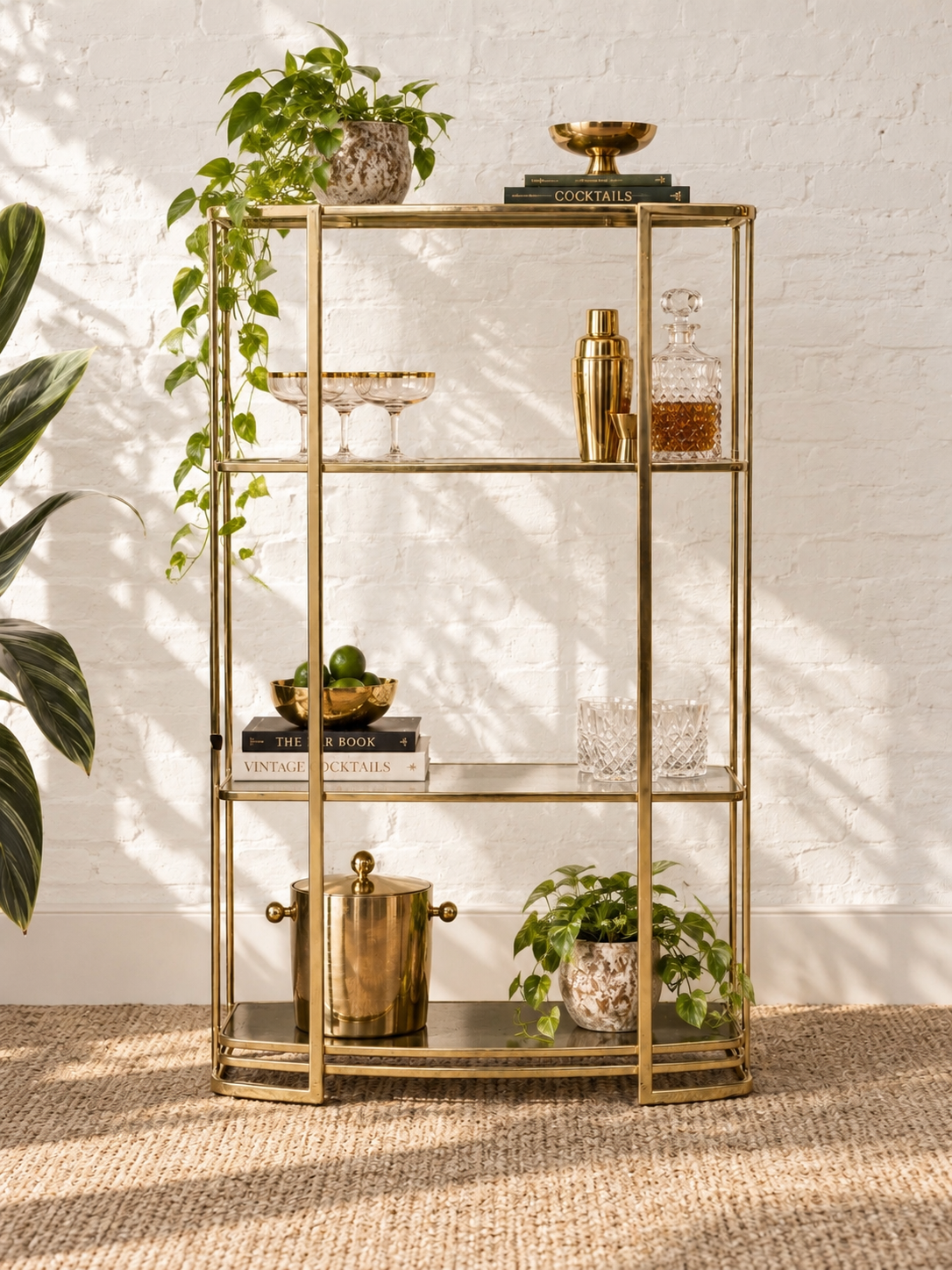 1970s Vintage Brass Etagere Display Shelf