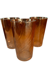Set of Six Iridescent Amber glasses
