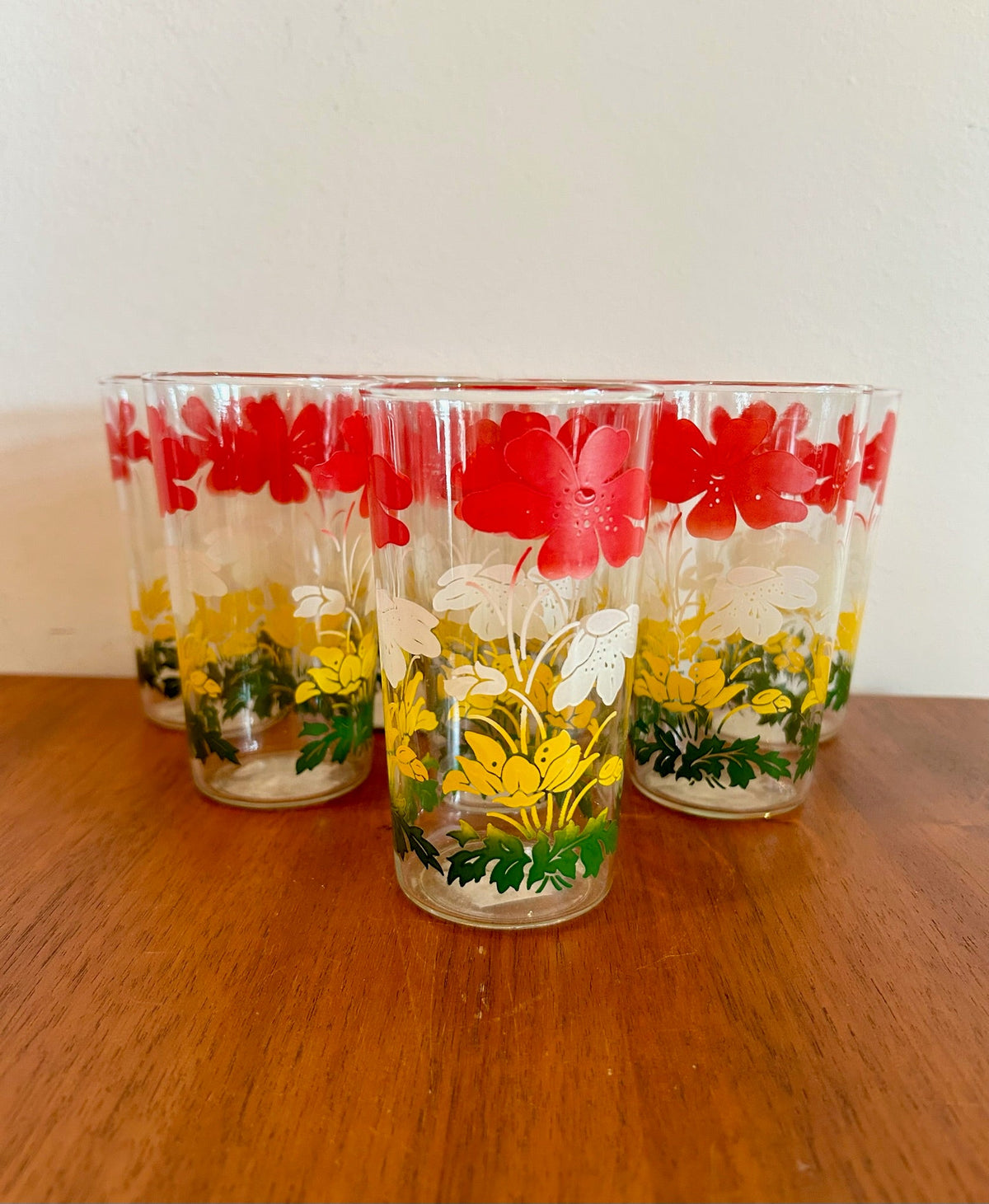 70’s Flowered Glasses set of 4