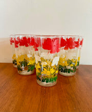 70’s Flowered Glasses set of 4