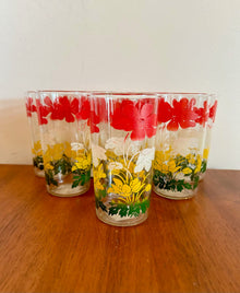 70’s Flowered Glasses set of 4