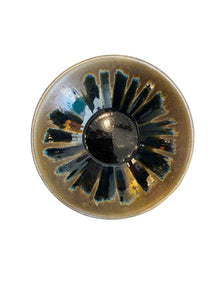 Large Gloss Glaze Bowl with a Sunflower pattern