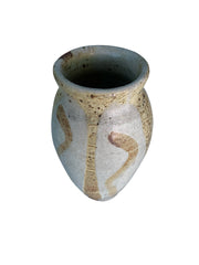 Mid Century Handmade Cream White and Cinnamon Brown Studio Pottery Vase