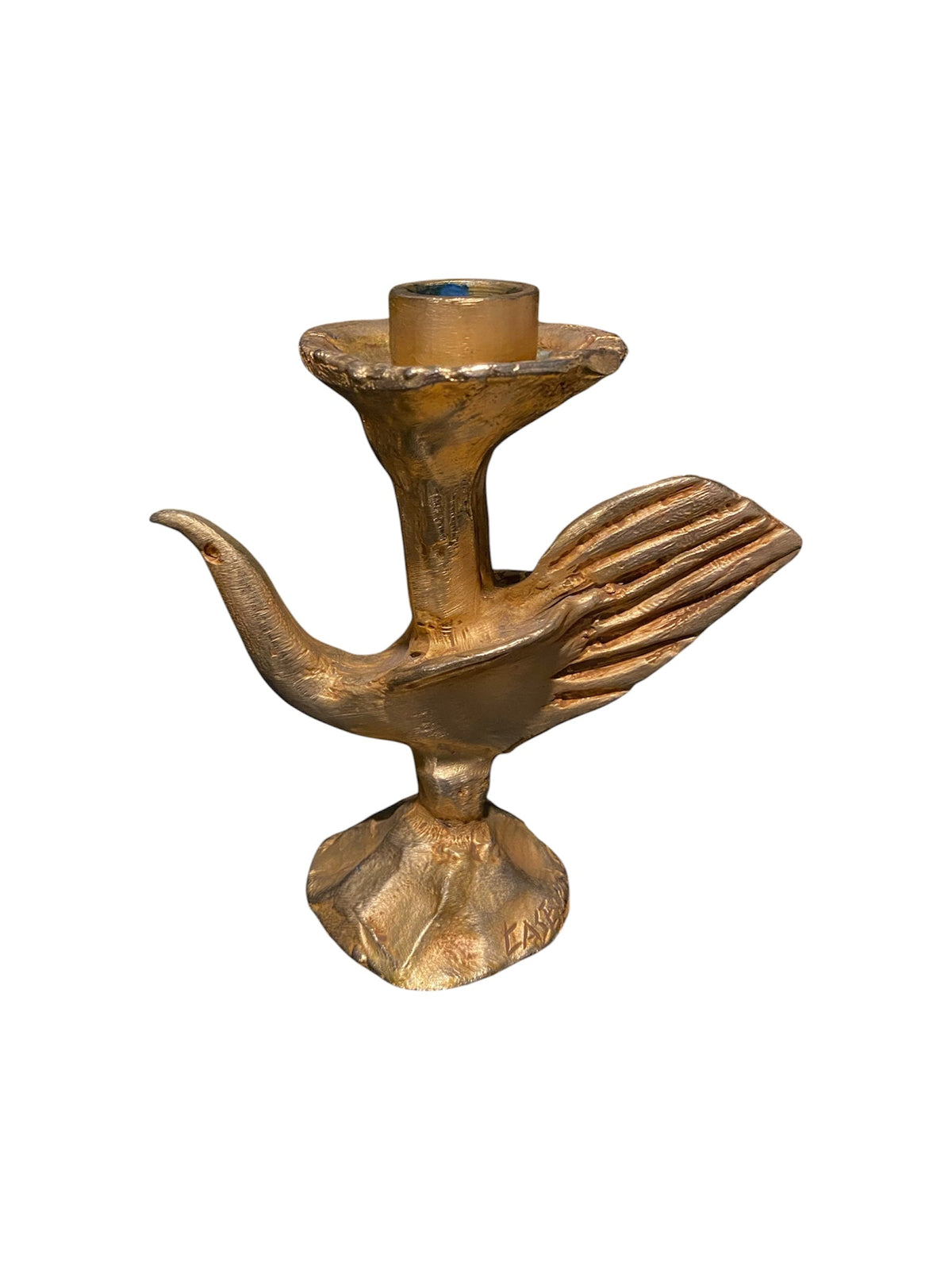 Pierre Casenove Bronze  Gold Gilded Candle Holder