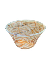 Hand Blown Swirl Glass Bowl Signed Rh Williams
