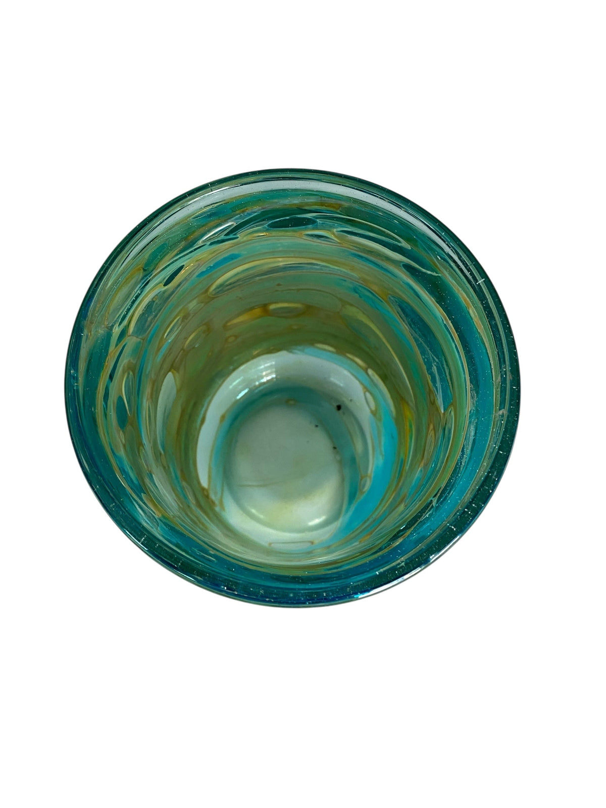 Beautiful Rare Mdina Glass Vase with Swirls of Turquoise and Amber