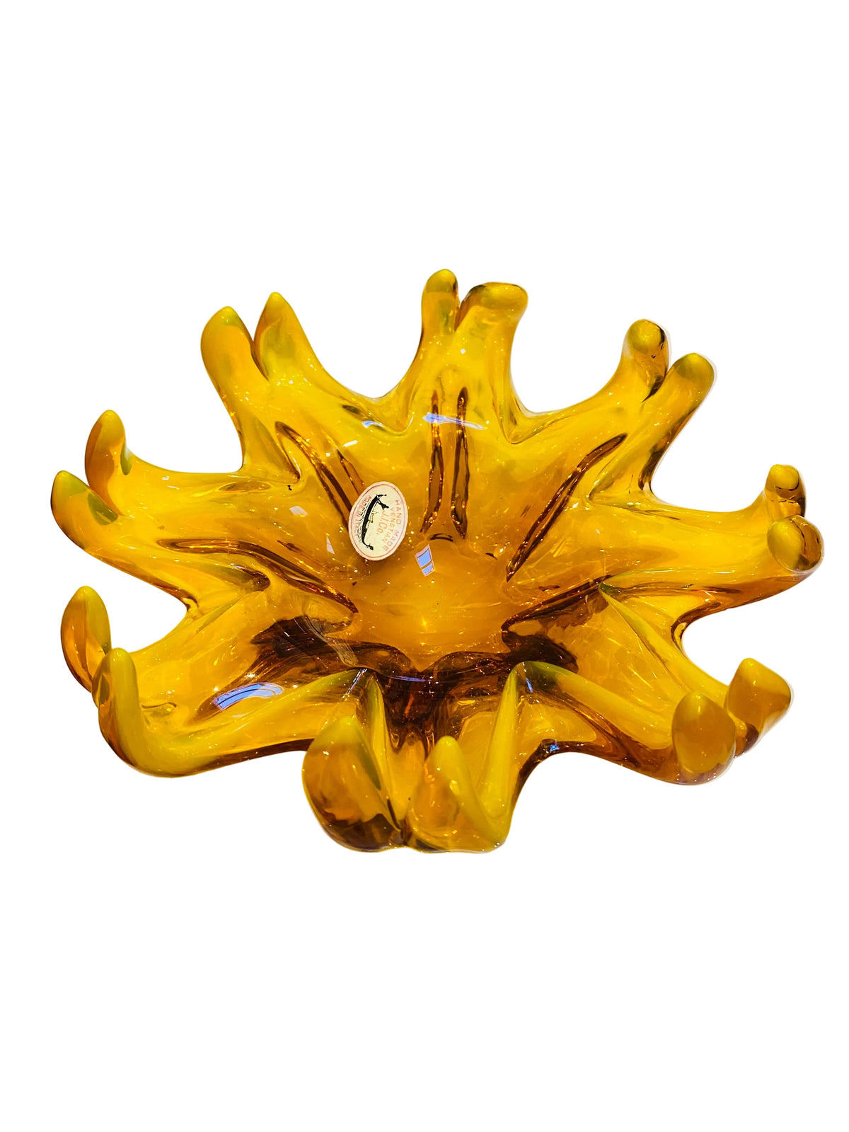 Gold Amber SunFlower Italian Glass Catchall