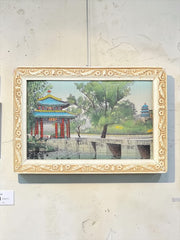 Small Intricate Asian Silk Textile of a Landscape