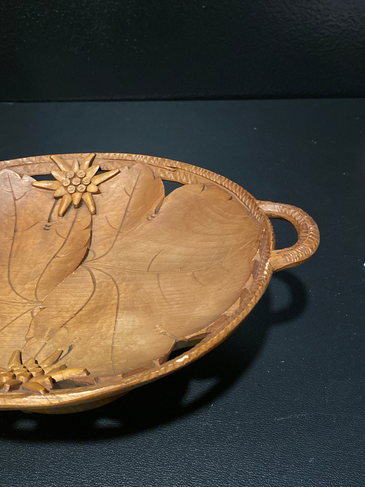 Rare Swiss Black Forest carved bowl with Music Box